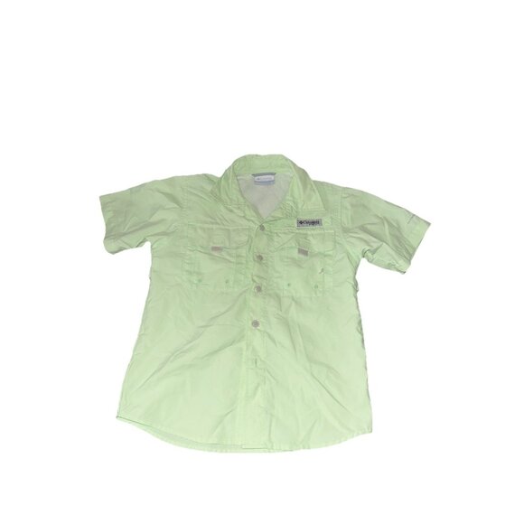 Columbia PFG Boys Youth Small 8 Green Vented Short Sleeve Button Up Shirt - Picture 1 of 3